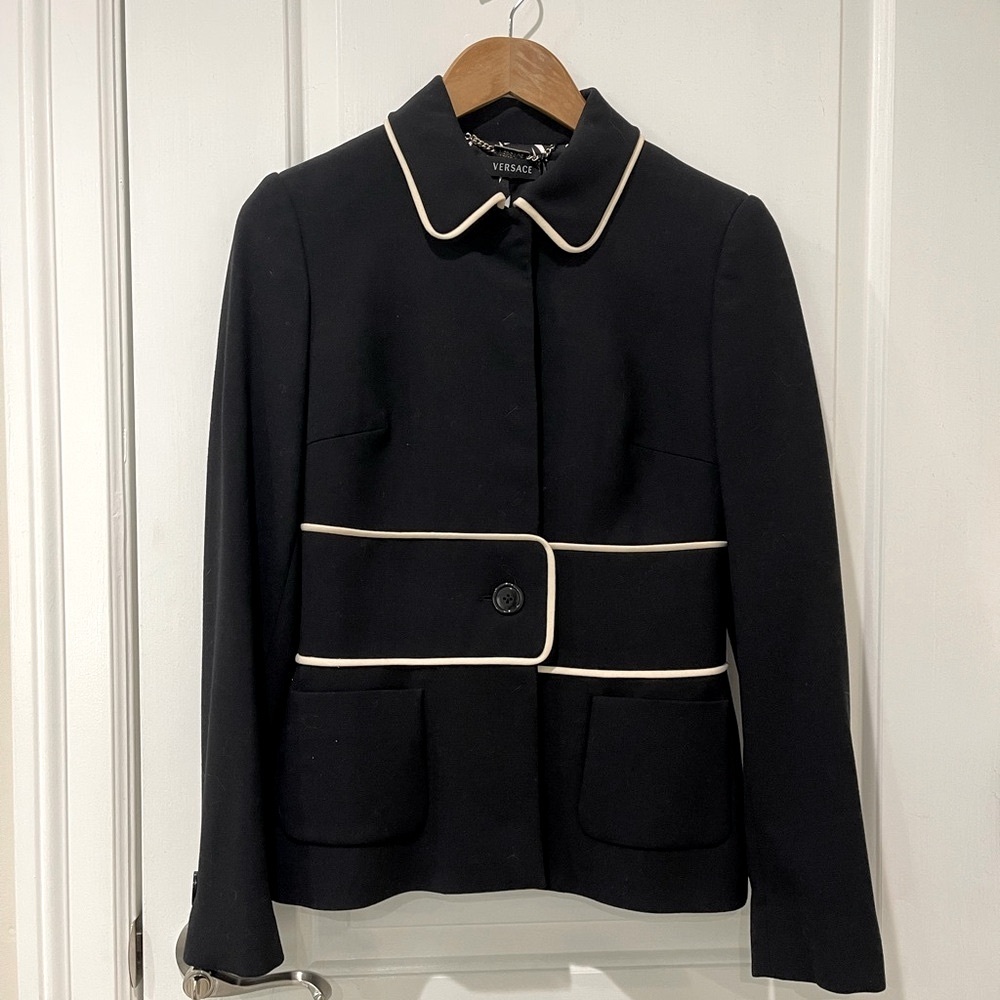 NWT authentic Versace Black Blazer with Cream Accents